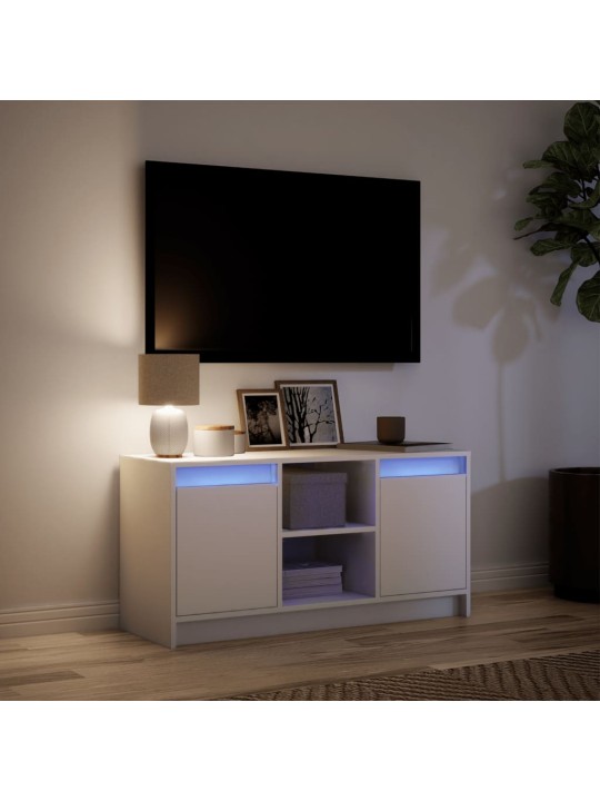 Tv skapītis ar led, balts, 100x34x50 cm, inženierijas koks