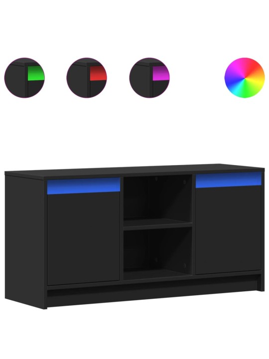 Tv skapītis ar led, melns, 100x34x50 cm, inženierijas koks
