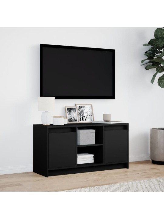 Tv skapītis ar led, melns, 100x34x50 cm, inženierijas koks