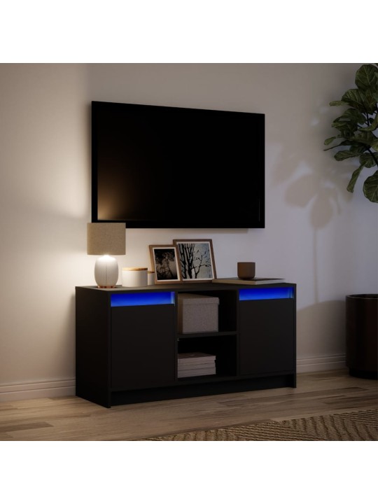 Tv skapītis ar led, melns, 100x34x50 cm, inženierijas koks