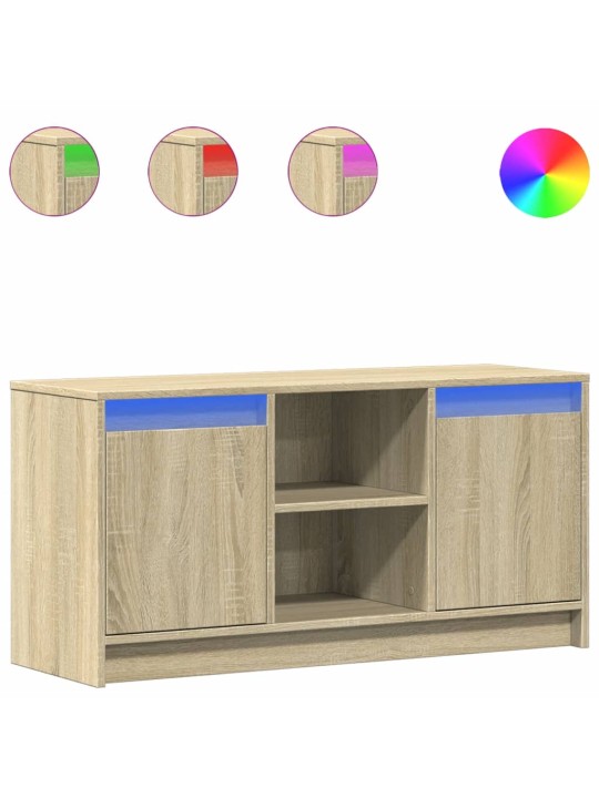 Tv skapītis ar led, koka krāsa, 100x34x50 cm, inženierijas koks