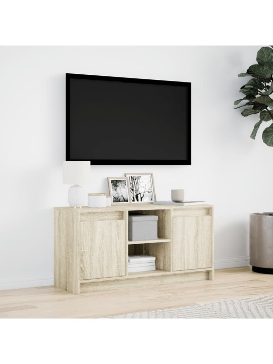 Tv skapītis ar led, koka krāsa, 100x34x50 cm, inženierijas koks