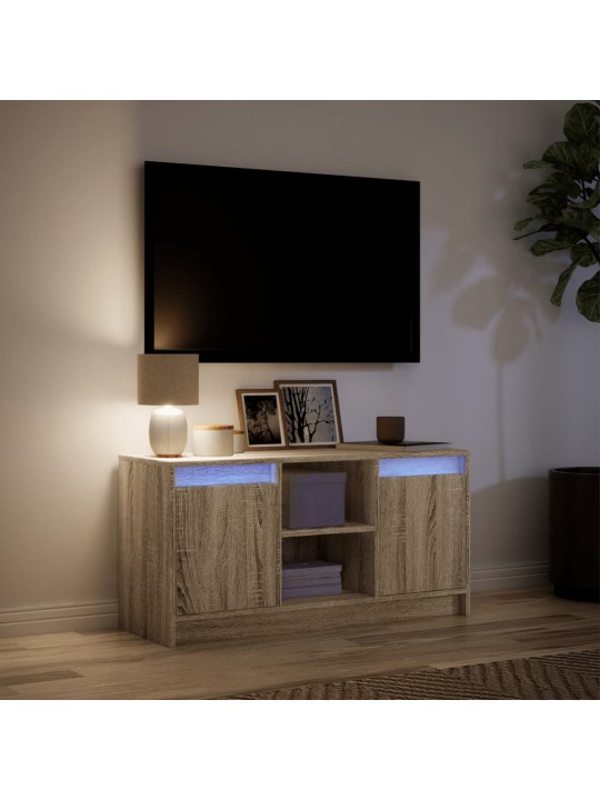 Tv skapītis ar led, koka krāsa, 100x34x50 cm, inženierijas koks