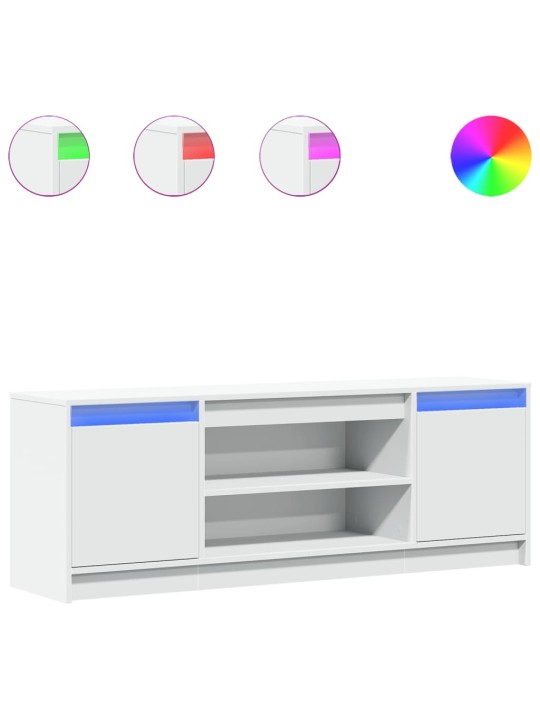 Tv skapītis ar led, balts, 139,5x34x50 cm, inženierijas koks