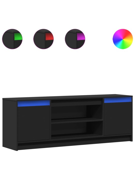 Tv skapītis ar led, melns, 139,5x34x50 cm, inženierijas koks