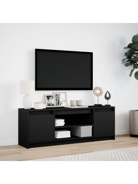 Tv skapītis ar led, melns, 139,5x34x50 cm, inženierijas koks