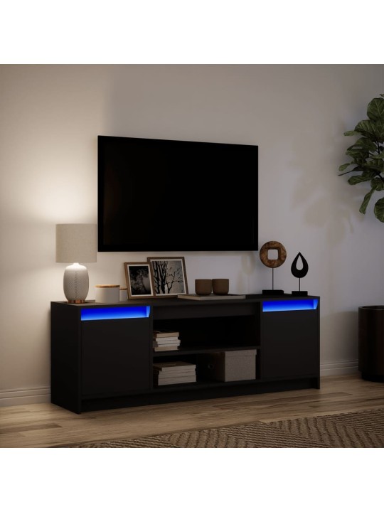 Tv skapītis ar led, melns, 139,5x34x50 cm, inženierijas koks