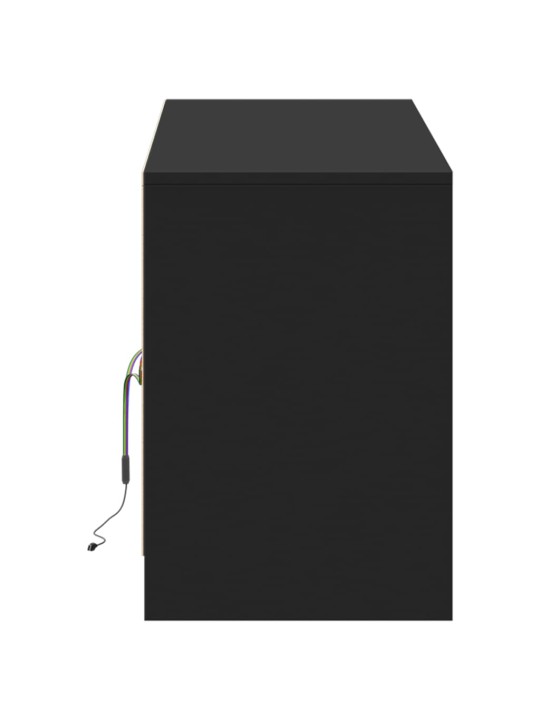 Tv skapītis ar led, melns, 139,5x34x50 cm, inženierijas koks
