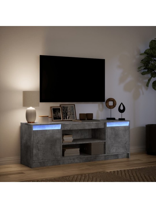 Tv skapītis ar led, pelēks, 139,5x34x50 cm, inženierijas koks