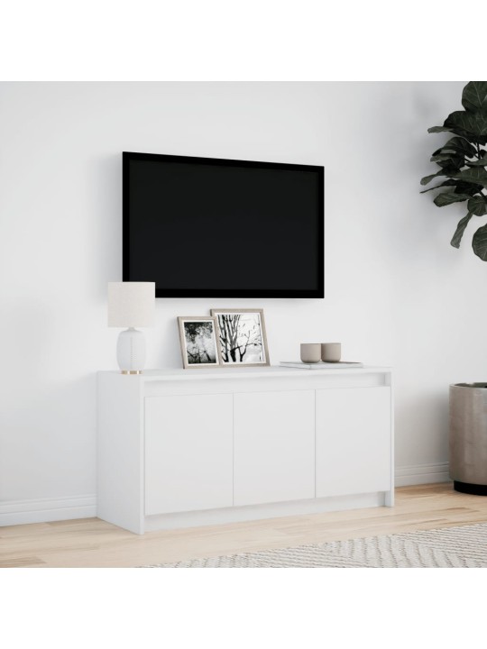 Tv skapītis ar led, balts, 100x34x50 cm, inženierijas koks