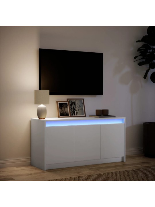 Tv skapītis ar led, balts, 100x34x50 cm, inženierijas koks
