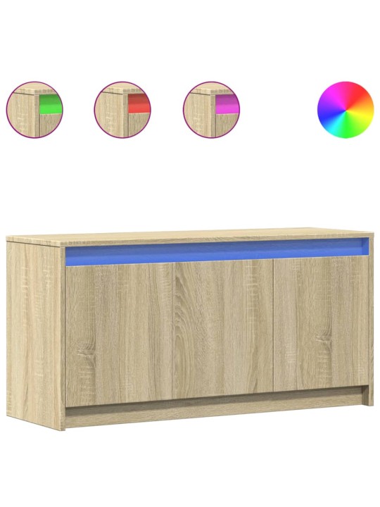 Tv skapītis ar led, koka krāsa, 100x34x50 cm, inženierijas koks