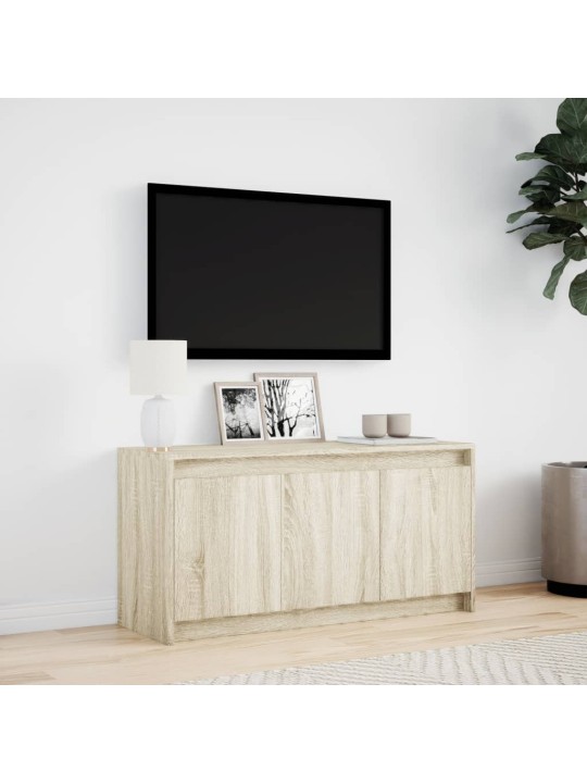 Tv skapītis ar led, koka krāsa, 100x34x50 cm, inženierijas koks