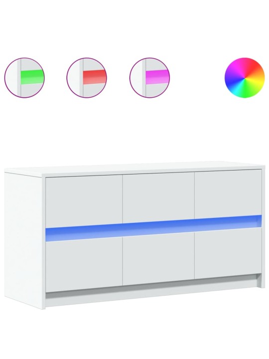 Tv skapītis ar led, balts, 100x34x50 cm, inženierijas koks
