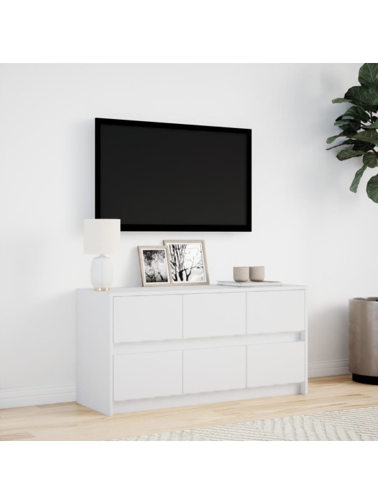 Tv skapītis ar led, balts, 100x34x50 cm, inženierijas koks