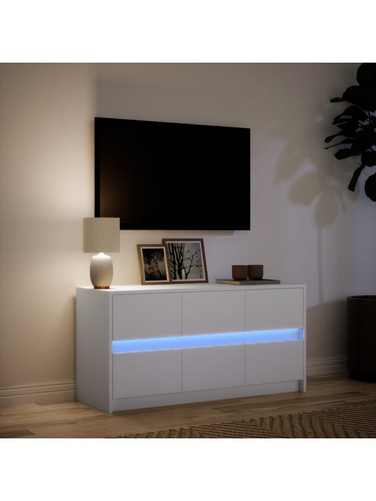 Tv skapītis ar led, balts, 100x34x50 cm, inženierijas koks