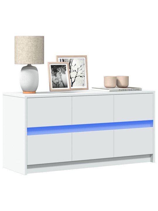 Tv skapītis ar led, balts, 100x34x50 cm, inženierijas koks