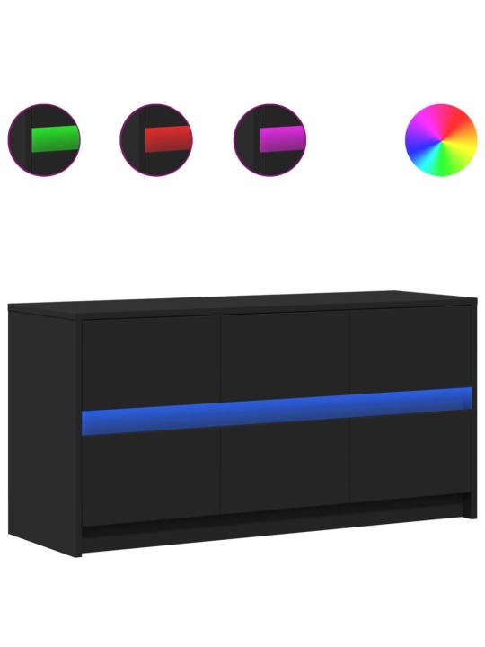 Tv skapītis ar led, melns, 100x34x50 cm, inženierijas koks