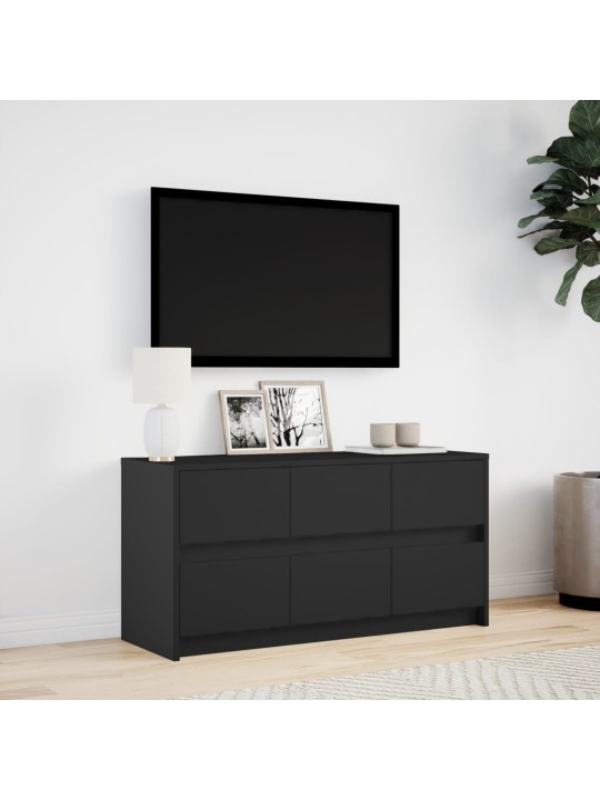 Tv skapītis ar led, melns, 100x34x50 cm, inženierijas koks