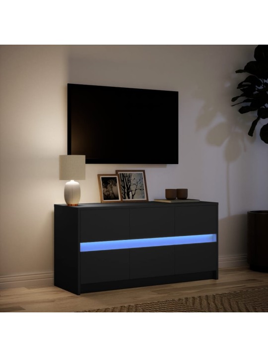 Tv skapītis ar led, melns, 100x34x50 cm, inženierijas koks