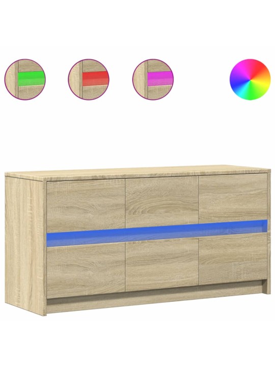 Tv skapītis ar led, koka krāsa, 100x34x50 cm, inženierijas koks