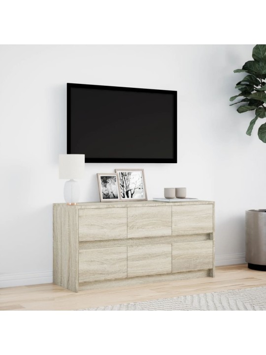Tv skapītis ar led, koka krāsa, 100x34x50 cm, inženierijas koks