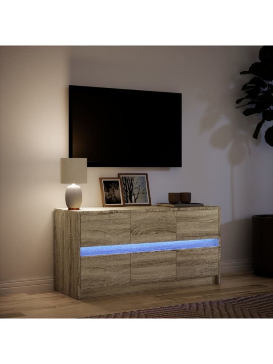 Tv skapītis ar led, koka krāsa, 100x34x50 cm, inženierijas koks