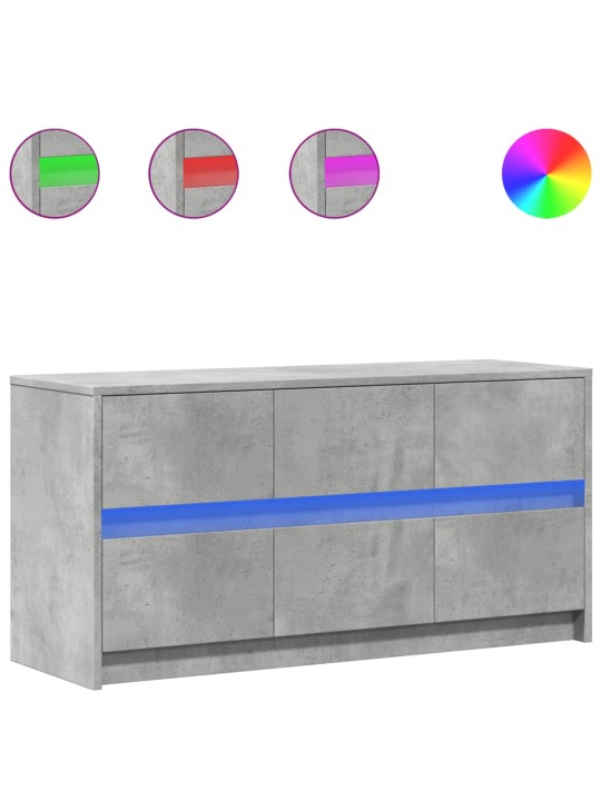 Tv skapītis ar led, pelēks, 100x34x50 cm, inženierijas koks