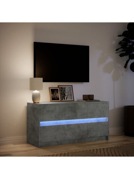 Tv skapītis ar led, pelēks, 100x34x50 cm, inženierijas koks