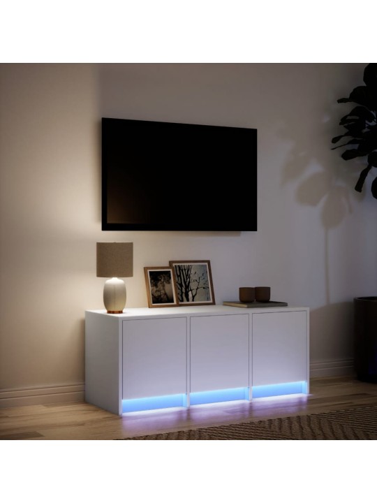 Tv skapītis ar led, balts, 97x34x40 cm, inženierijas koks
