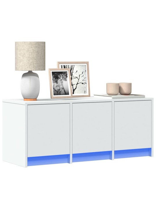 Tv skapītis ar led, balts, 97x34x40 cm, inženierijas koks