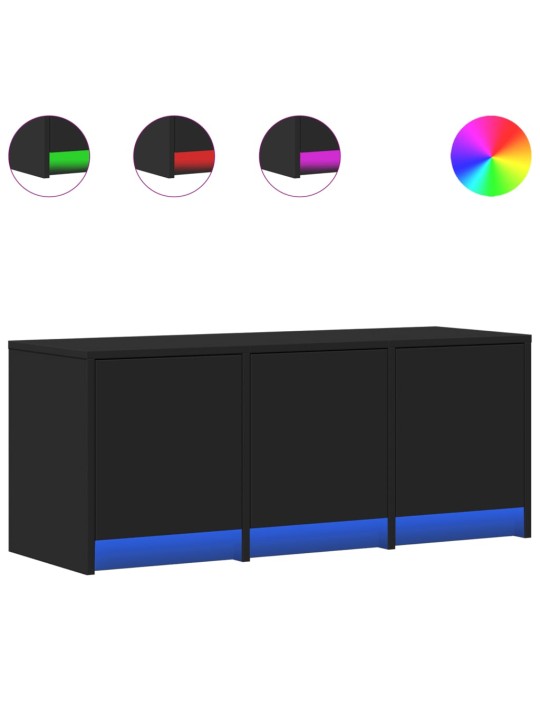 Tv skapītis ar led, melns, 97x34x40 cm, inženierijas koks