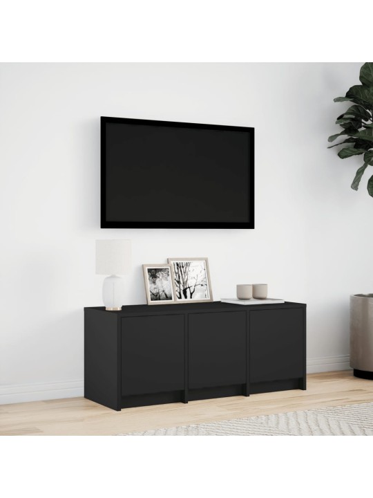Tv skapītis ar led, melns, 97x34x40 cm, inženierijas koks