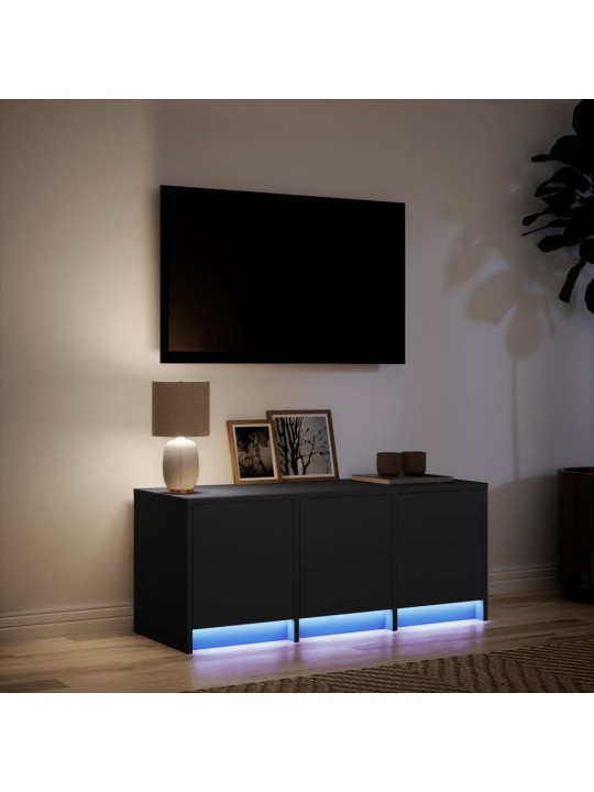 Tv skapītis ar led, melns, 97x34x40 cm, inženierijas koks