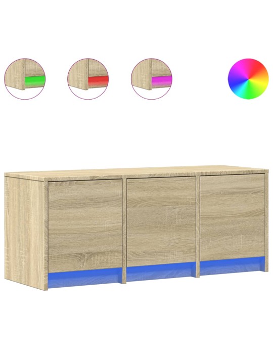 Tv skapītis ar led, koka krāsa, 97x34x40 cm, inženierijas koks