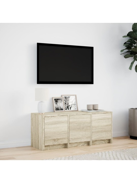 Tv skapītis ar led, koka krāsa, 97x34x40 cm, inženierijas koks
