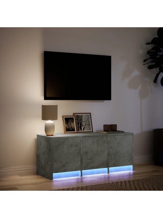 Tv skapītis ar led, pelēks, 97x34x40 cm, inženierijas koks