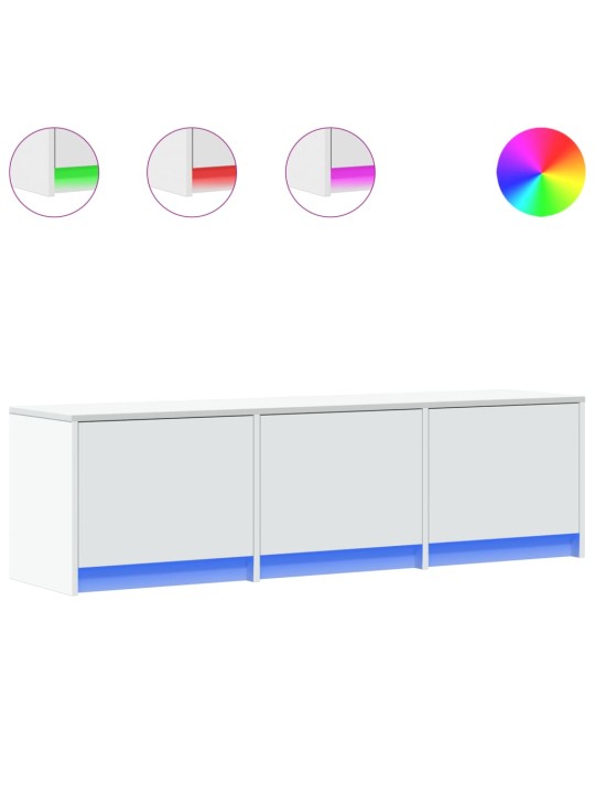 Tv skapītis ar led, balts, 140x34x40 cm, inženierijas koks
