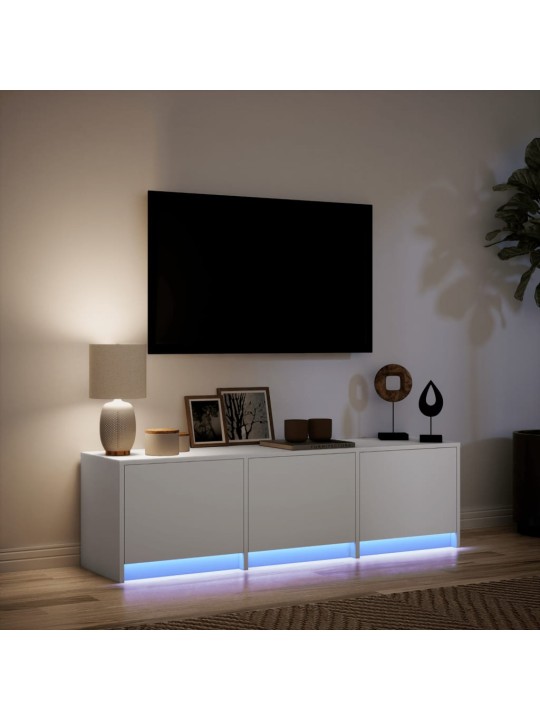 Tv skapītis ar led, balts, 140x34x40 cm, inženierijas koks