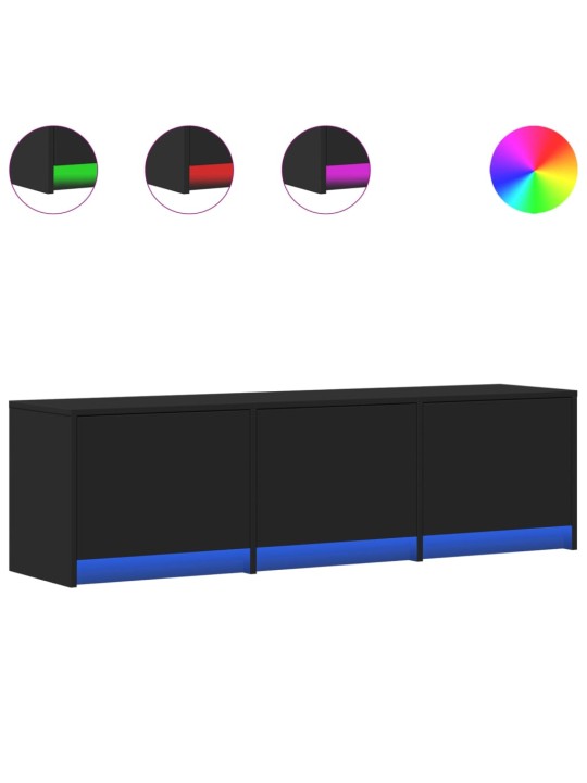 Tv skapītis ar led, melns, 140x34x40 cm, inženierijas koks