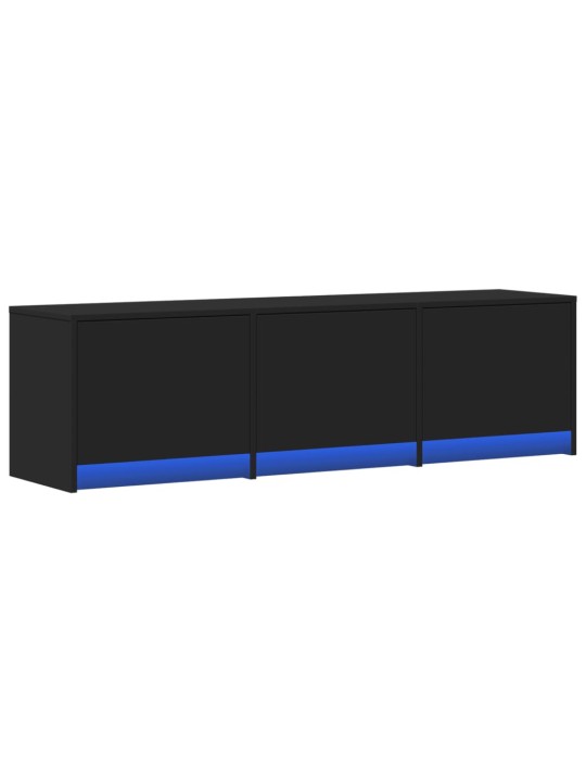 Tv skapītis ar led, melns, 140x34x40 cm, inženierijas koks