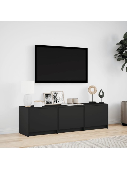 Tv skapītis ar led, melns, 140x34x40 cm, inženierijas koks