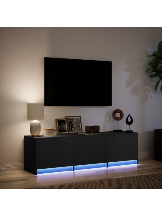 Tv skapītis ar led, melns, 140x34x40 cm, inženierijas koks