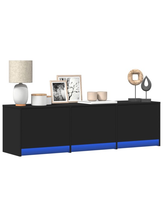 Tv skapītis ar led, melns, 140x34x40 cm, inženierijas koks