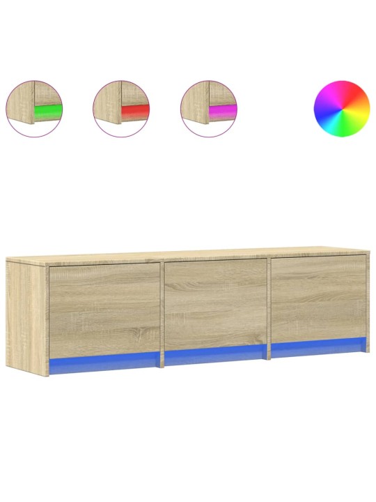 Tv skapītis ar led, koka krāsa, 140x34x40 cm, inženierijas koks