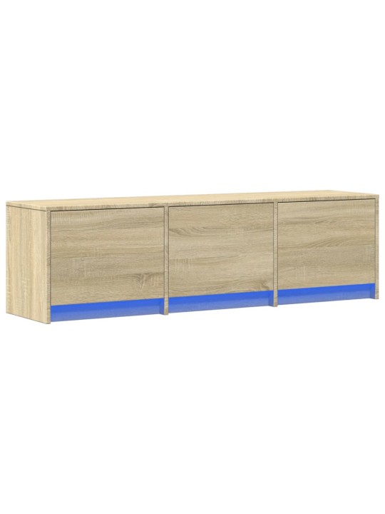 Tv skapītis ar led, koka krāsa, 140x34x40 cm, inženierijas koks