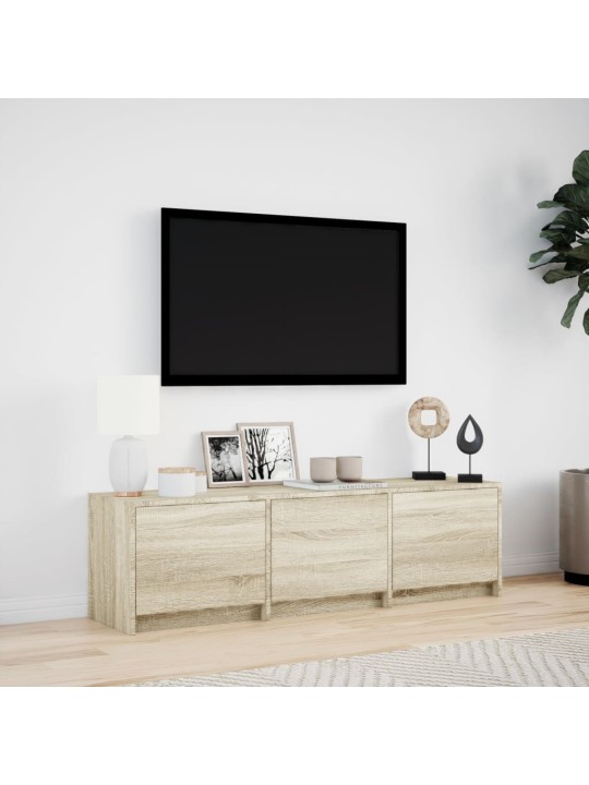 Tv skapītis ar led, koka krāsa, 140x34x40 cm, inženierijas koks