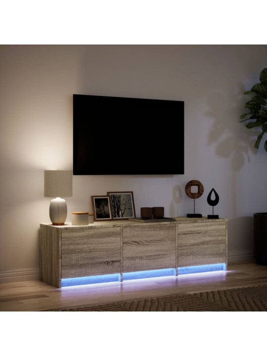 Tv skapītis ar led, koka krāsa, 140x34x40 cm, inženierijas koks
