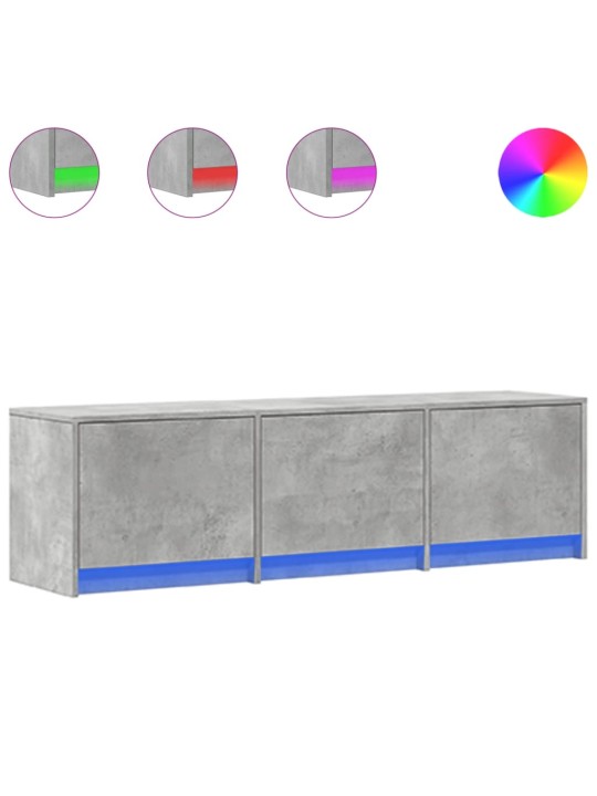 Tv skapītis ar led, pelēks, 140x34x40 cm, inženierijas koks