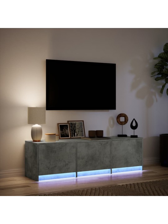 Tv skapītis ar led, pelēks, 140x34x40 cm, inženierijas koks